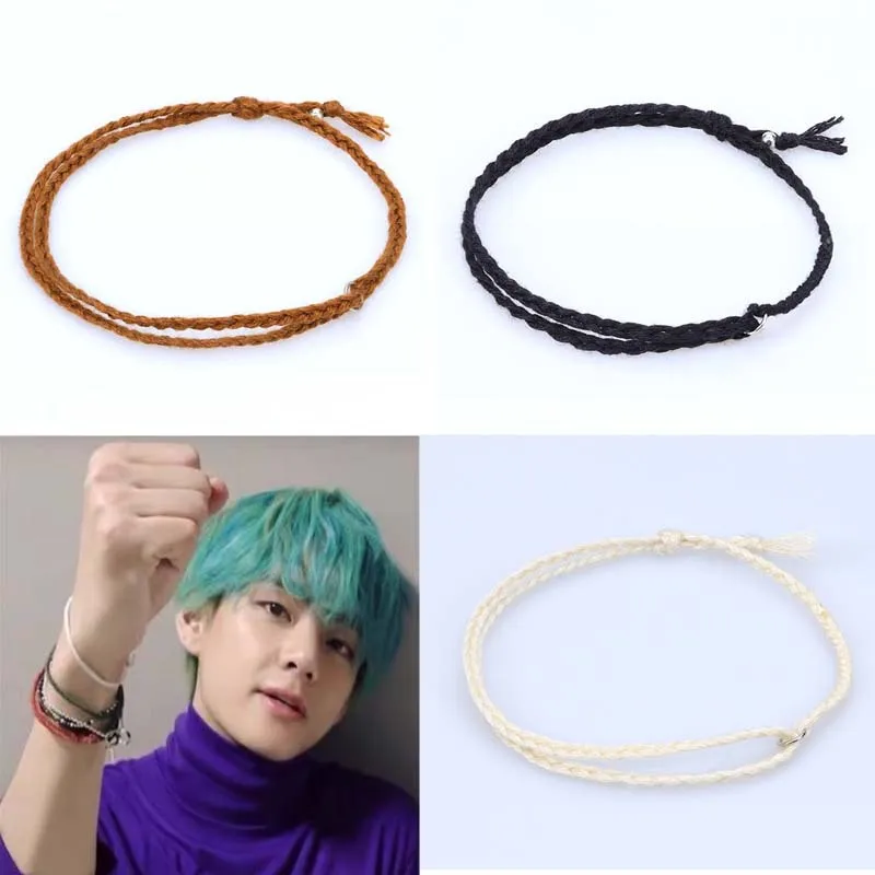 

Bangtan Boys Rope Chain Suga Jin Tae Hyung V The Same Hand-woven Wishing Hand Rope Men and Women Girlfriends Bracelet Decoration