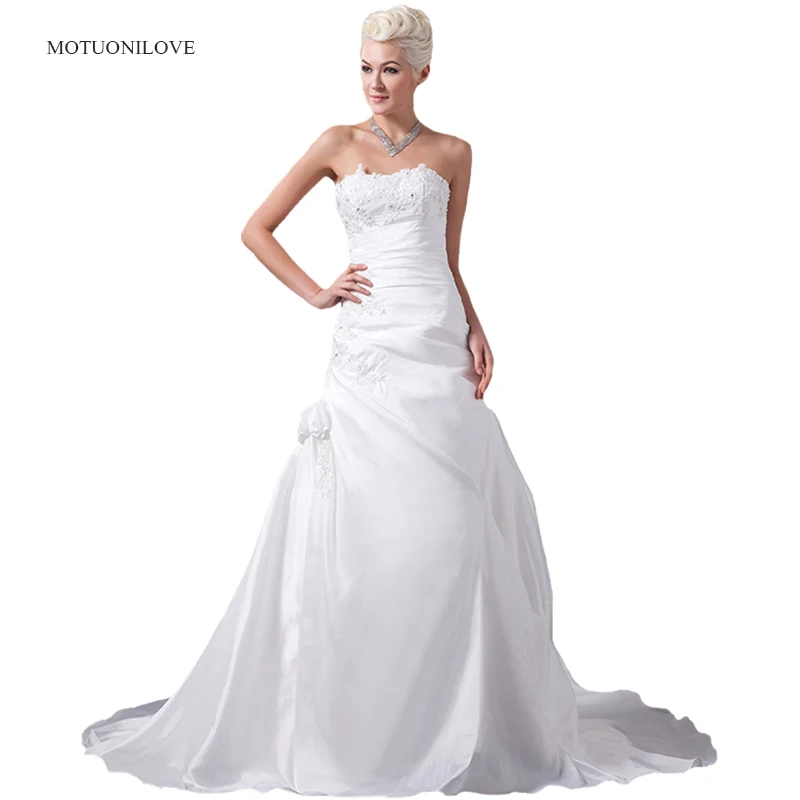 

Vestidos De Noiva Plus Size A Line Wedding Dresses White/Ivory Vintage Wedding Gowns Bride Dresses Custom Made Gelinlik 2019 New