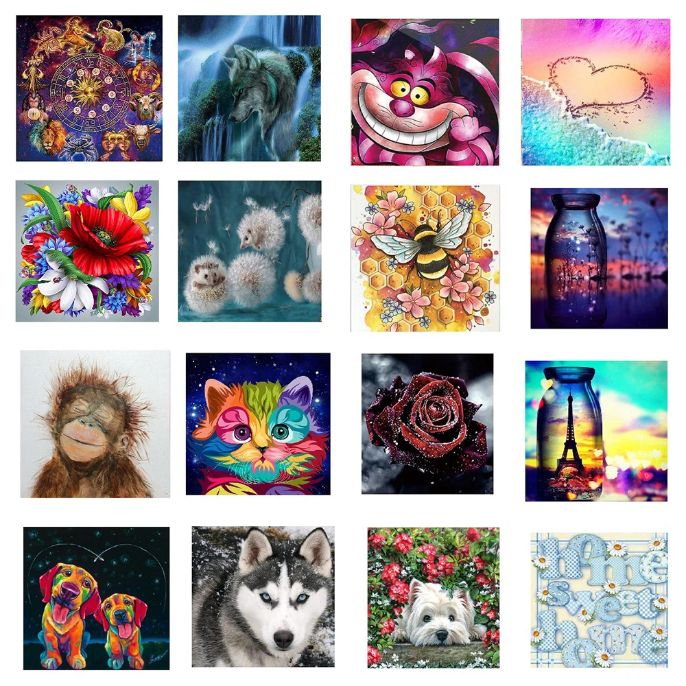 

5D Diy round diamond painting kit animals pattern cross stitch landscape mosaic diamond embroidery home decoration new year gift