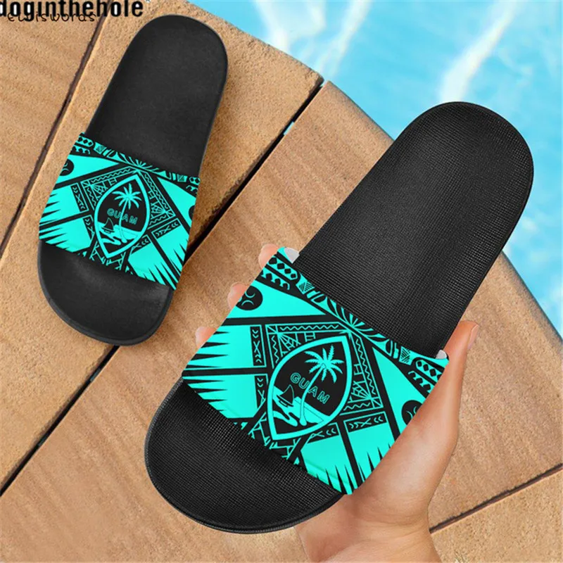 

Doginthehole Guam Island Print Slipper for Women Fashion Ladies Summer Sandal No Slip Female Footwear for Bathroom Living Room