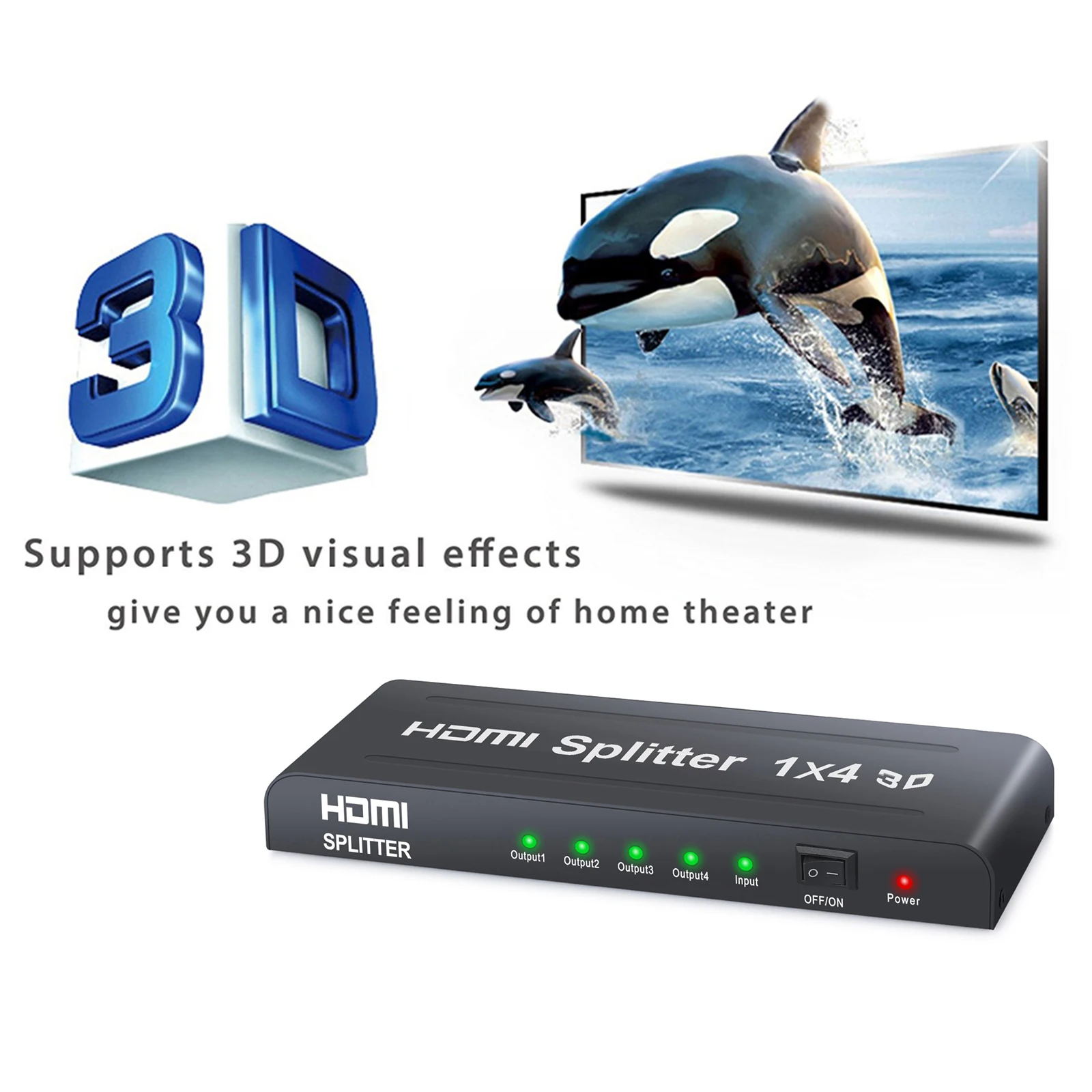 Prozor 1 в 4 выхода HDMI совместимый сплиттер 4K @ 30Hz 3D Поддержка DTS DSD Аудио Видео