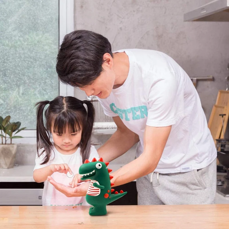 Копилка Детская копилка с зеленым динозавром из мультфильма Противоударная для