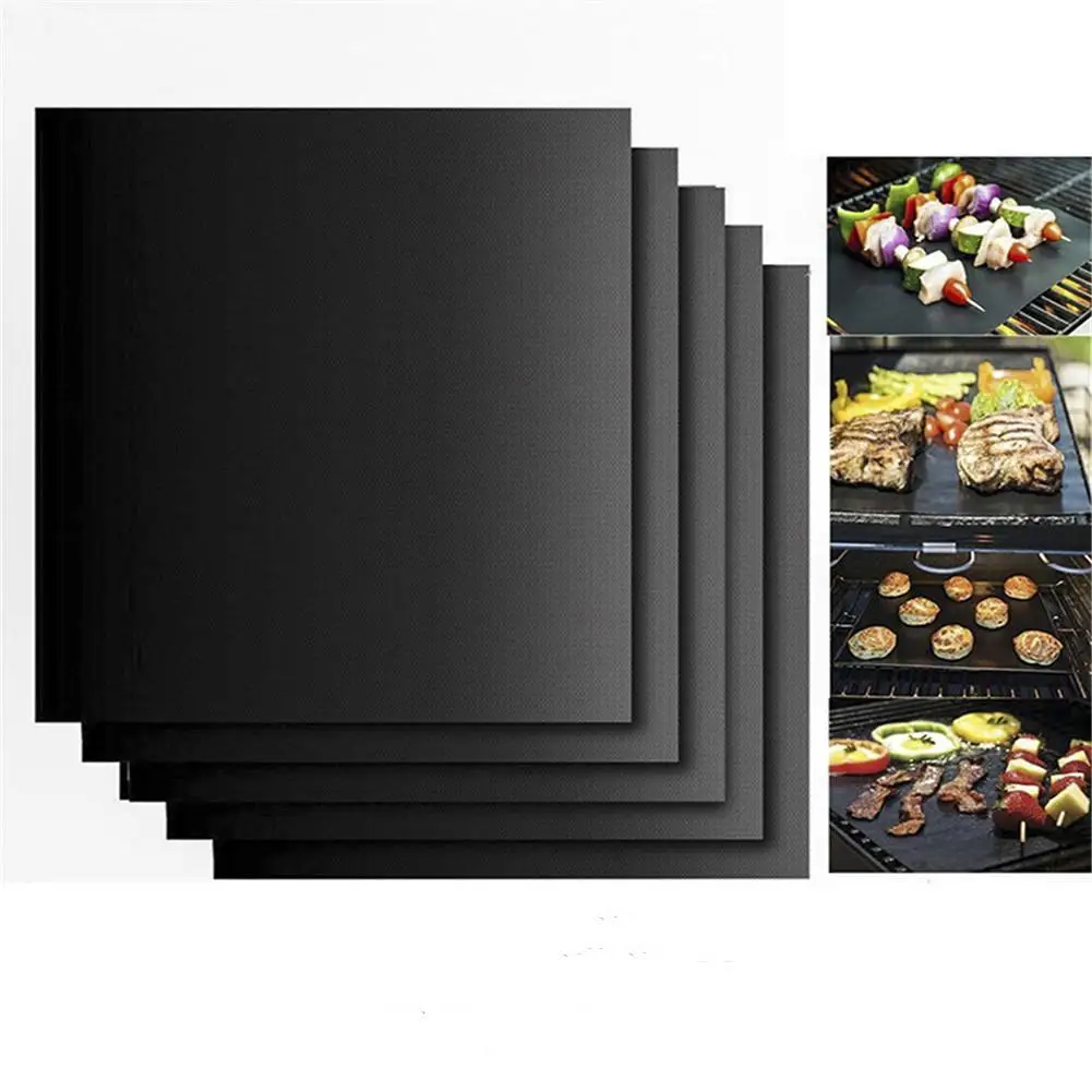 

5pcs/set Barbecue Mat Glass Fiber Non-stick High Temperature Resistant Washable Barbecue Supplies