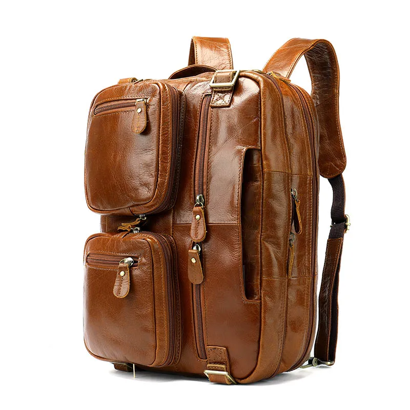 341brown Мужской рюкзак WESTAL из натуральной кожи, школьные сумки для подростков, большие дорожные рюкзаки для ноутбука, рюкзак mochila notebook 43 - Цвет: 341brown