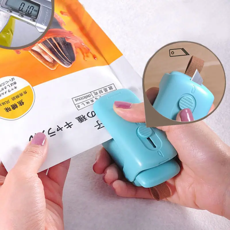 

2in1 Mini Slide Heat Sealer Kitchen Portable Capper Food Saver Household Handheld Sealing Packing Machine Various Plastic Bags