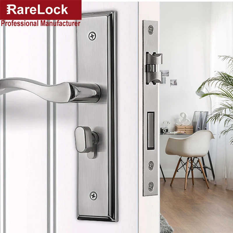 Rarelock современный простой дверной замок с нержавеющей ручкой, несколько размеров, для спальни, ванной комнаты, деревянная дверная фурнитура, регулируемый Шаг hh