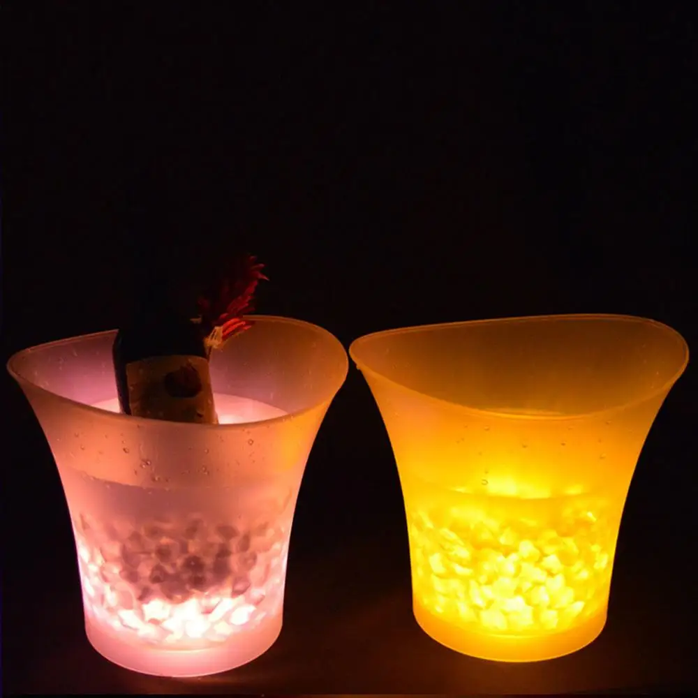 

New LED 5L Waterproof Plastic Ice Bucket 7 Color Bars Nightclubs LED Light Up Champagne Beer Bucket Bars Night Party Ice Bucket