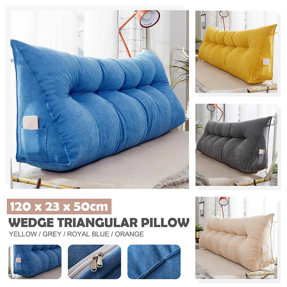 

120 см Европейский съемный прикроватные бархатные подушки треугольная спинка кровати Подушка для пара мягкой широкой резинкой на талии дива...