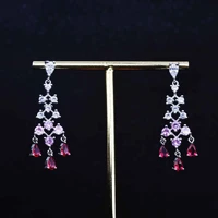 925 silver needle new style retro tassel long earrings inlaid colorful zircon banquet dress accessories leaf women fine jewelry