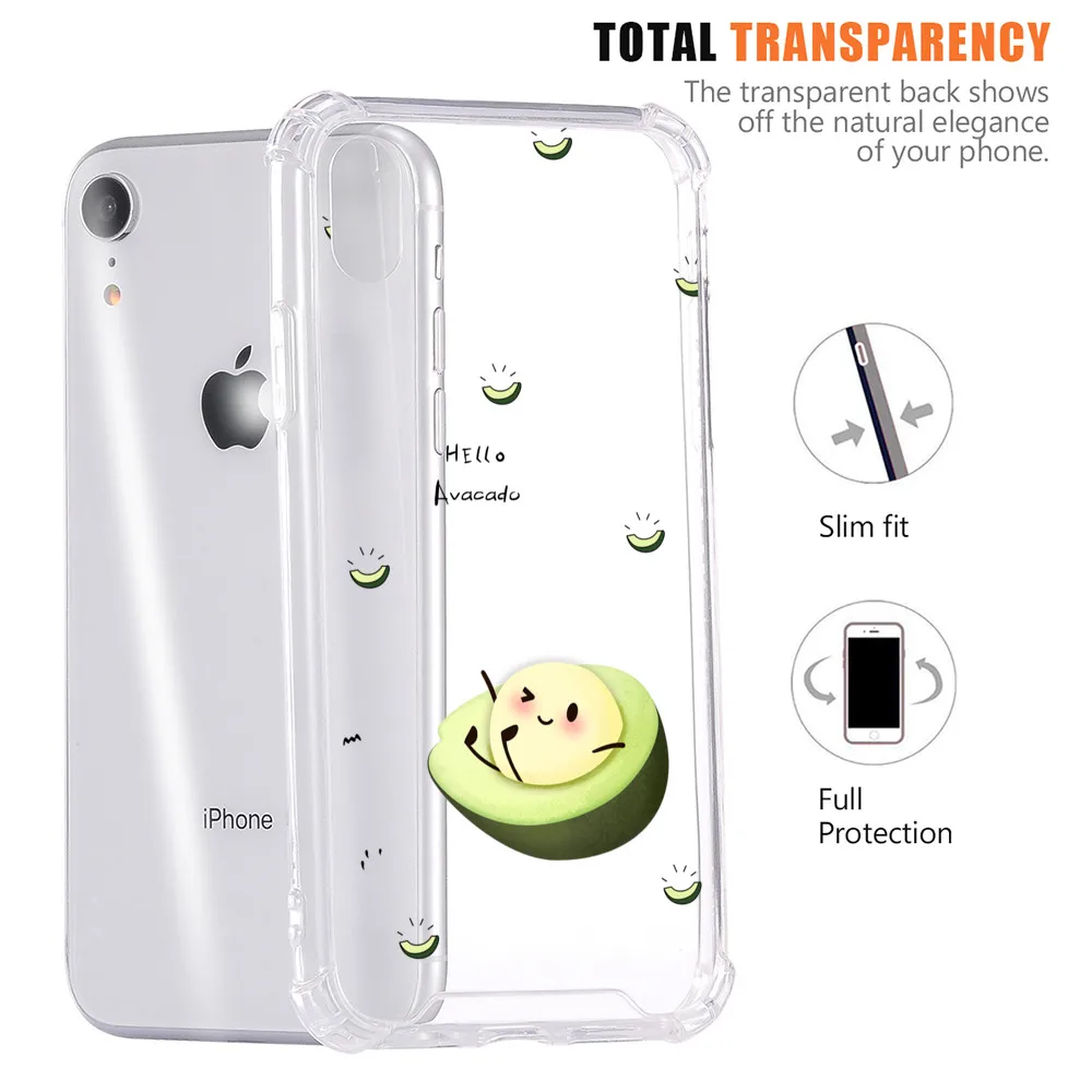 

Cute Avocado For iPhone 11 12 Pro MAX Back Cover Clear Soft Silicone TPU For iPhone XR X XS MAX 7 8 Plus SE 2020 Anti-fall Funda