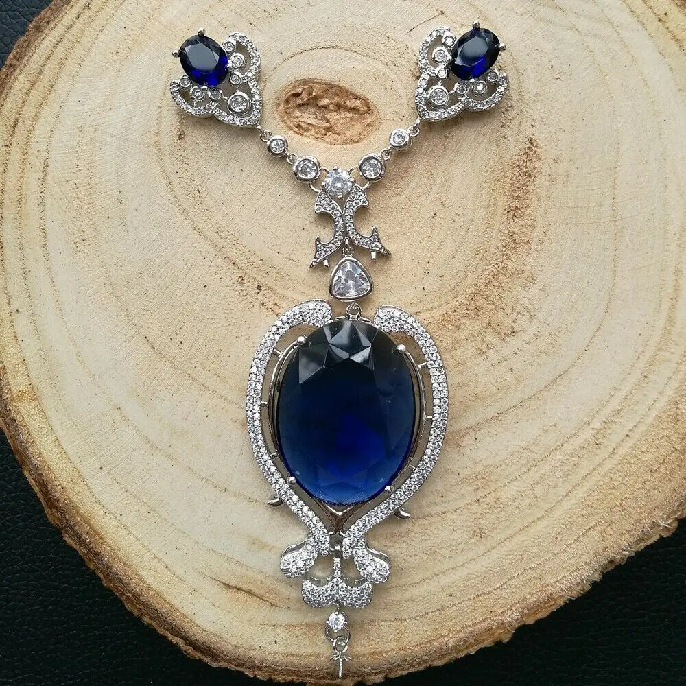 

1 pc 38x120mm Cobalt Green CZ Micro Pave Pendant Charm Jewelry Pendant