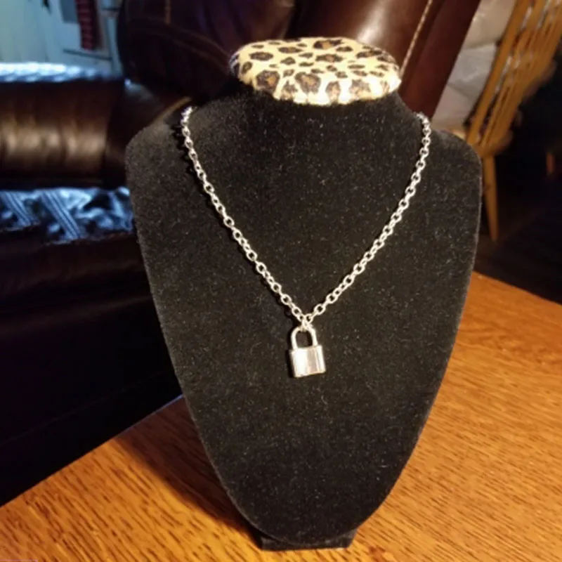 ELSEMODE панк цепочка замок ожерелье ювелирные изделия из нержавеющей стали висячий