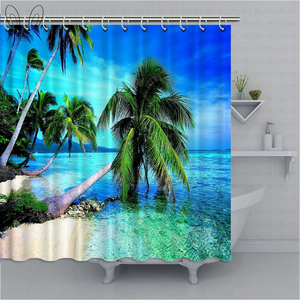Beautiful Island Cool Tropical Beach waterproof shower curtains bathroom products polyester bathroom shower curtain