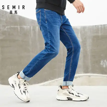 SEMIR, новинка, мужские брендовые джинсы, модные, мужские, черные,, мужские брюки, повседневные, облегающие, прямые, с высокой талией, обтягивающие джинсы - Цвет: Cowboy light blue