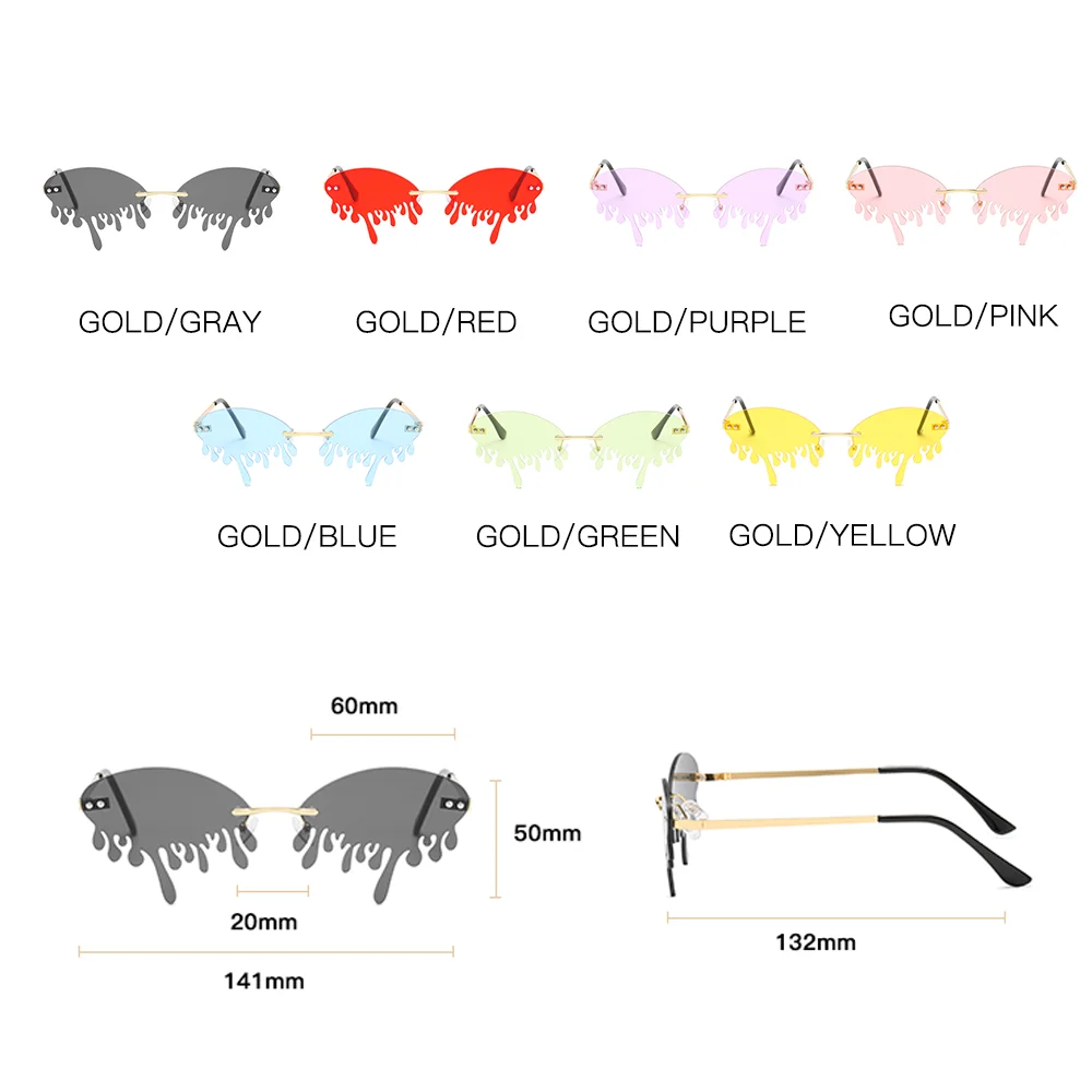 

2020 Funny Tassel Tears Sunglasses Women Fashion Rimless Sunglasses Vintage Clouds Tears Drop Sun Glasses Candy Colors Eyewear
