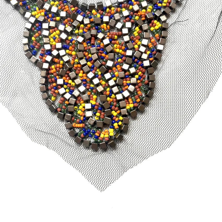 1 шт. DIY ручной работы тяжелое вышитое бисером с кружевным воротником аппликацией