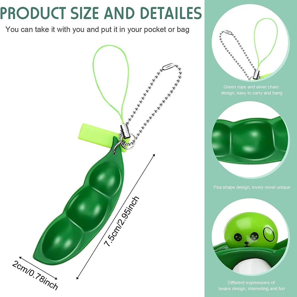

Fingertip Toys Decompression Edamame Toys Peas Beans Keychain Cute Squishy Squeeze Stress Adult Toy Anti-stress Soothing Toy