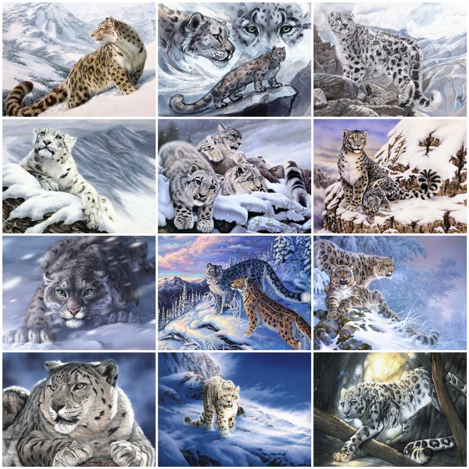 

AZQSD Diamond Embroidery Leopard Animal Mosaic Full Square/Round Drill Diamond Painting 5d Snow Home Decor Cross Stitch Kits