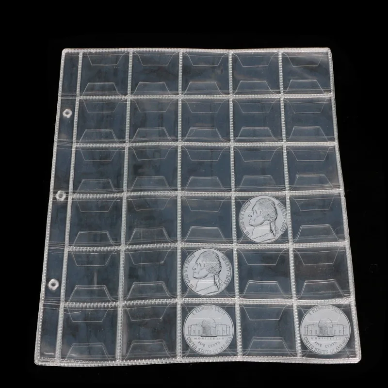 30 карманов пластиковые держатели для монет папки страницы листы хранения