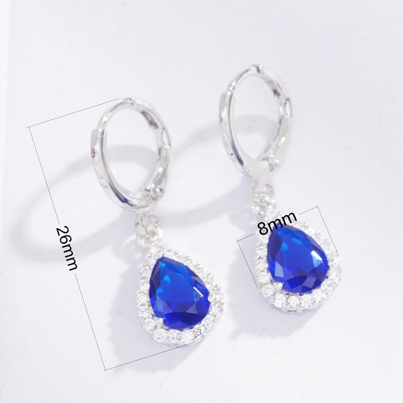 Серьги кольца с фианитами женские изящные висячие украшения в форме капли воды