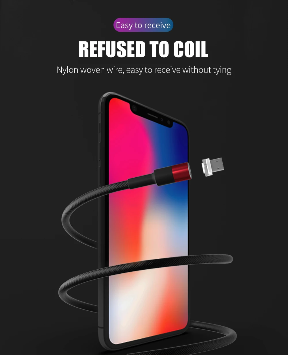 Магнитный кабель GARAS для iphone/Micro USB/type C Магнитный кабель для быстрой зарядки 3в1 мобильный телефон для зарядки и передачи данных QC3.0
