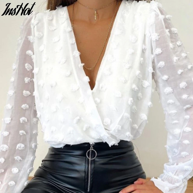 Новые модные женские туфли с глубоким v образным вырезом Топ жаккардовая рубашка