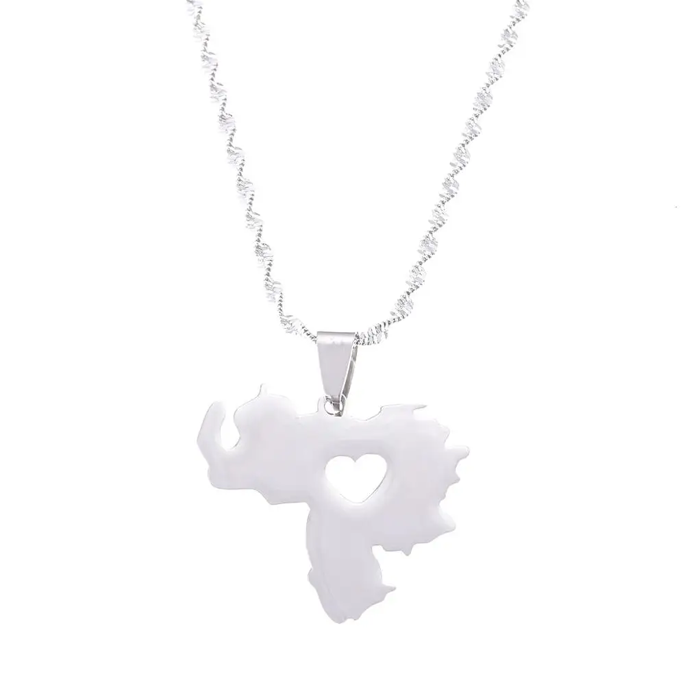 Серебряное ожерелье с подвеской из нержавеющей стали в виде карты Venezuela|Подвески|