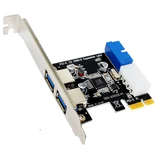 USB 3.0 Extension Card PCI-E to 2 USB 3.0 Hub Port PCI Expansion Card Adapter with Front 20-PIN Interface Accessories