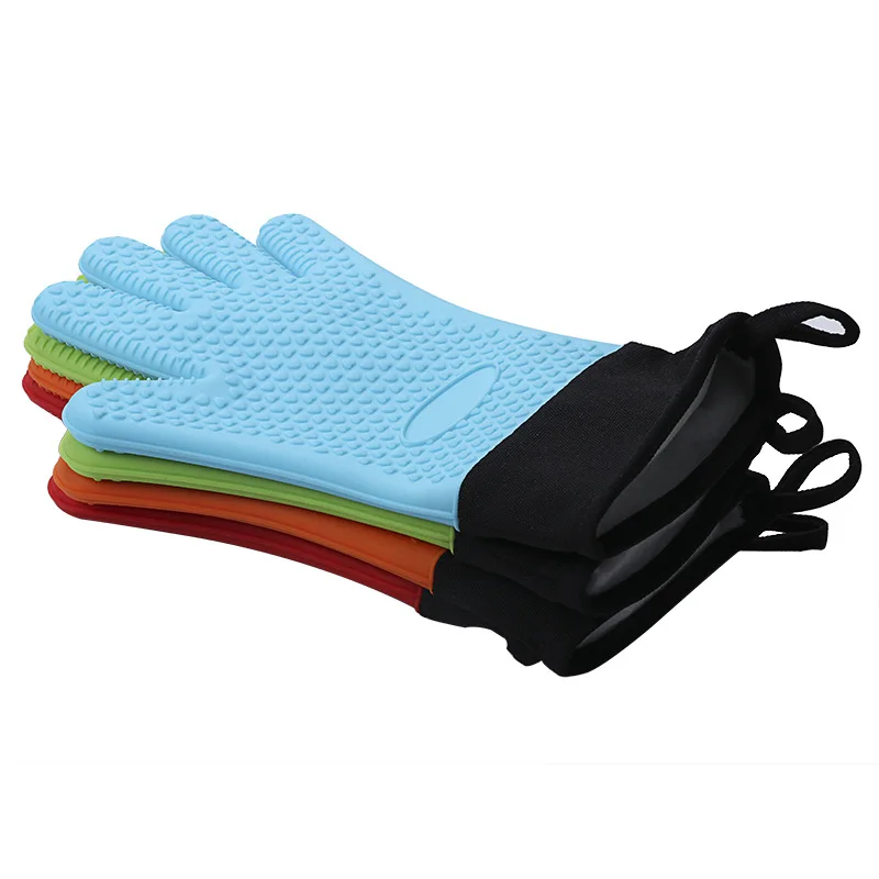 

Baking utensils gloves, heat-insulating thickened silicone heat-resistant anti-scald five-finger gloves, barbecue gloves