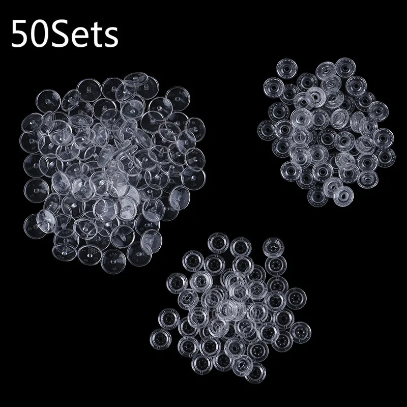 

50 Set Clear KAM Resin Snap Buttons Plastic Snaps Fasteners Press Studs T5 Caps