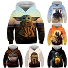 Disney с капюшоном модная одежда для детей, йода детская 3D дамские печатные свитера пуловер для мальчиков; Толстовки с капюшоном для девочек-подростков, классная детская одежда в уличном стиле с капюшоном