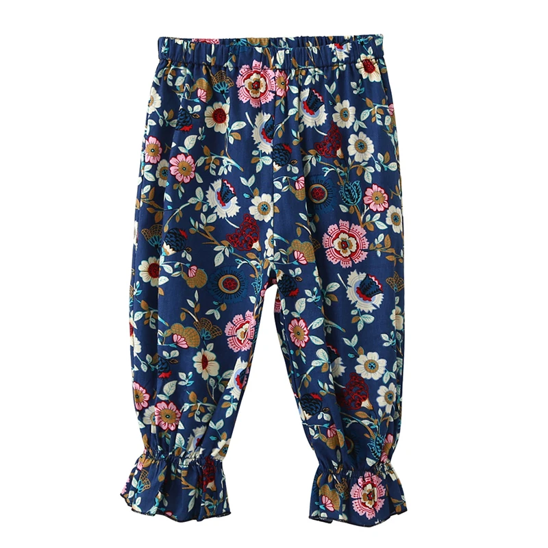 Повседневная летняя детская одежда для девочек свободные хлопковые шаровары до