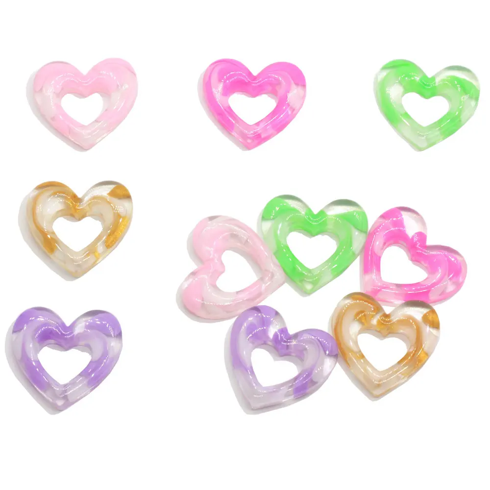 

50/100pcs Miniature Hollow Lovely Heart Cabochons Flatback Glitter Confetti Hearts Resins DIY Jewelry Necklace Hair Phone Craf