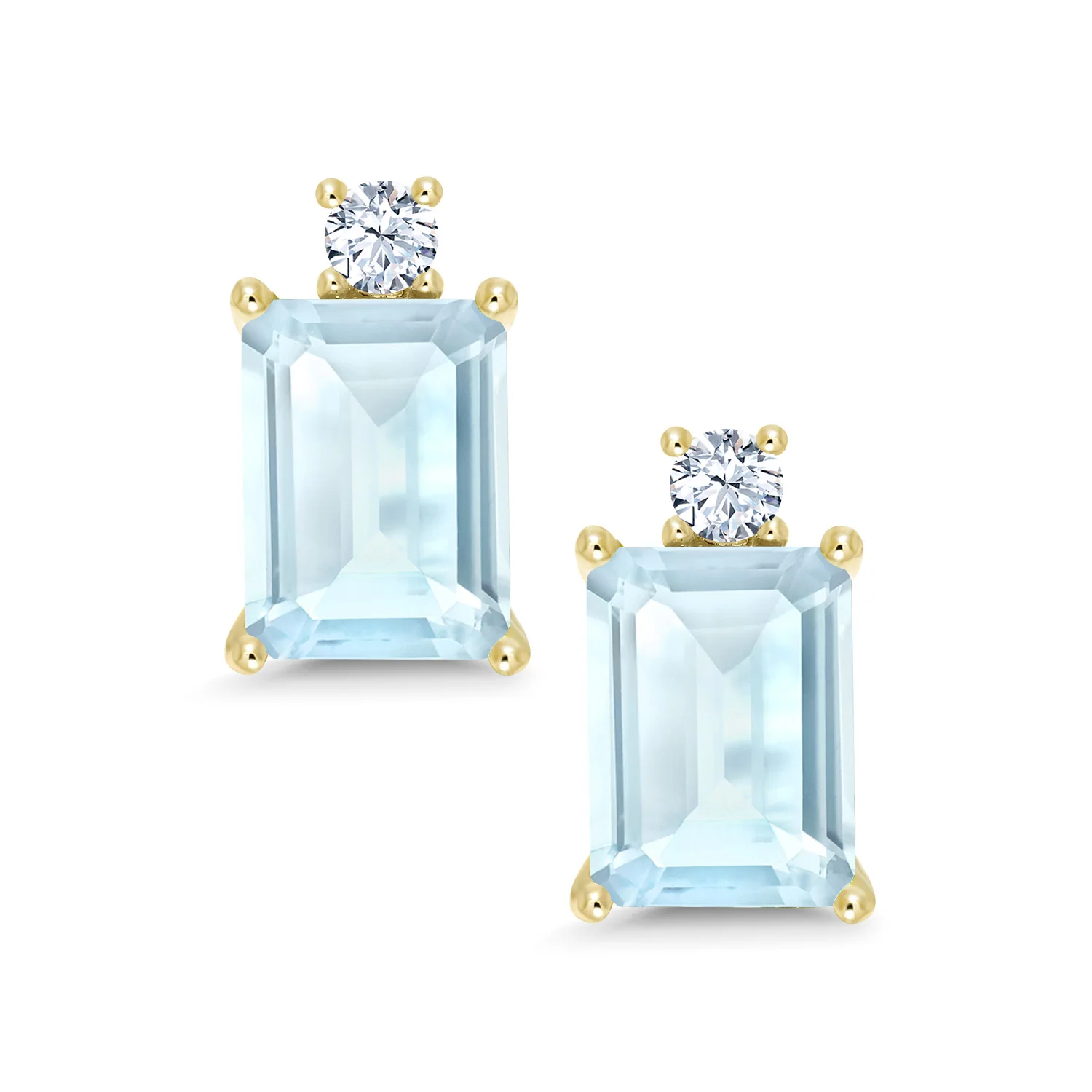 GemStoneKing 1,90 карат восьмиугольник натуральный Небесно голубой топаз серьги 10 к желтое золото драгоценный камень серьги-гвоздики для женщин хорошее ювелирное изделие