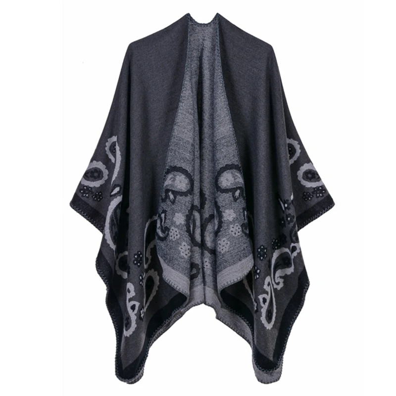 

2021 New Women's Winter Scarf Women's Cashmere Ponchos and Capes Fashion Design Pashmina Ladies Knit Shawl Cape Vintage Blanket