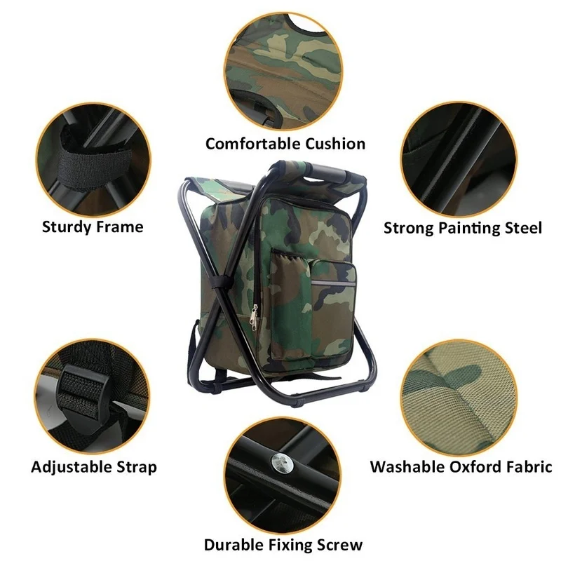 outdoor folding camping chair fishing chair bag stool portable backpack cooler insulated picnic bag hiking seat table bag free global shipping
