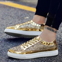 comfortable mens sports shoes low top lac up mens shoes outdoor couples vulcanize shoes black sliver gold flat casual sneakers