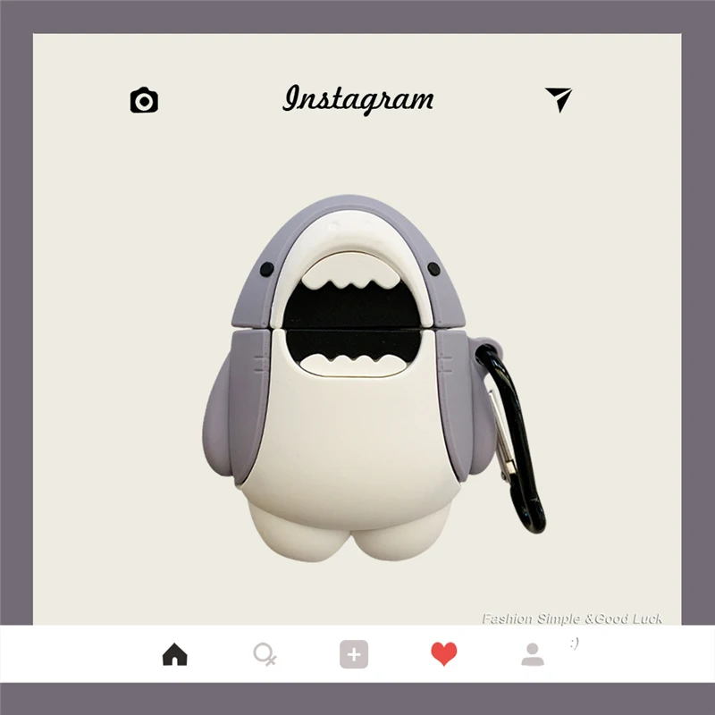 

Shark Airpods pro or 1/2 Case 3D Toys Soft Silicone Novelty Kawaii Cute Wireless Bluetooth Headset Protective Shell
