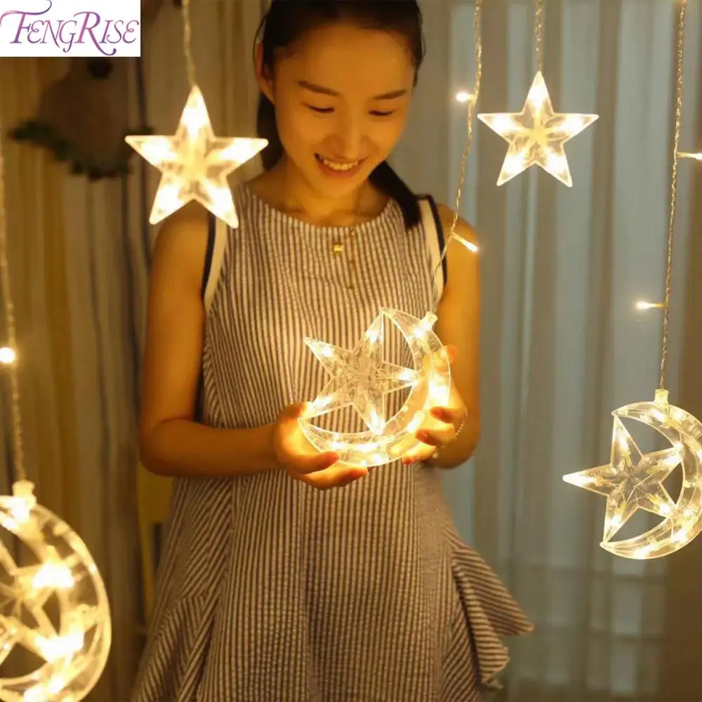 Fengrise металлические светодиодсветодиодный огни праздничный фонарь счастливый ИД