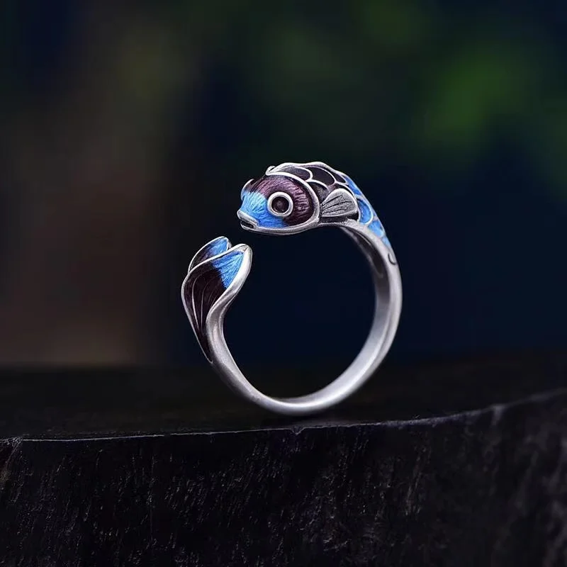 

Женское кольцо с эмалью, в этническом стиле