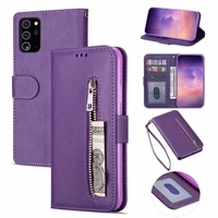 leather zipper wallet case for samaung galaxy s20 s10 s10e s9 s8 plus s7 edge note 20 ultra 8 9 10 phone bag cover hand strap