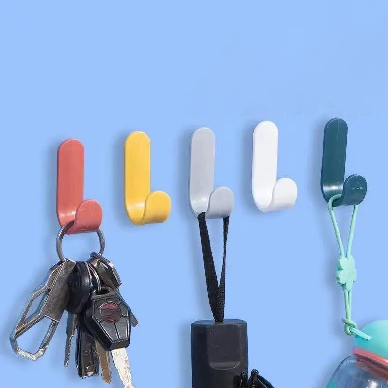 

Colorful Towel Hook Plastic Door Hanger Self Adhesive Wall Hanger Hat Racks Key Hanger Wall Organizer Home Decor Key Holder