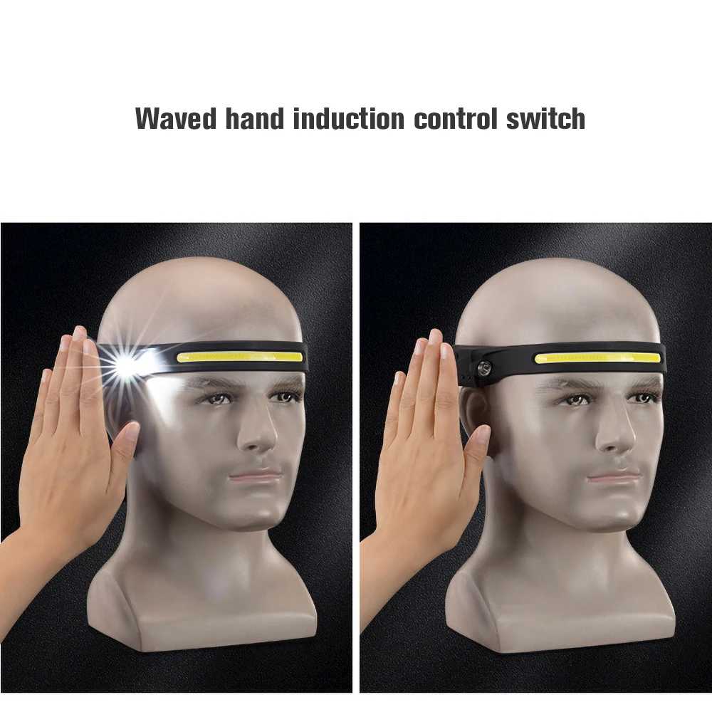 

ROCKBROS Rechargeable Waved Induction COB Headlight Outdoor Cycling Light Multi-Function Lamp Weatherproof LED Equipment