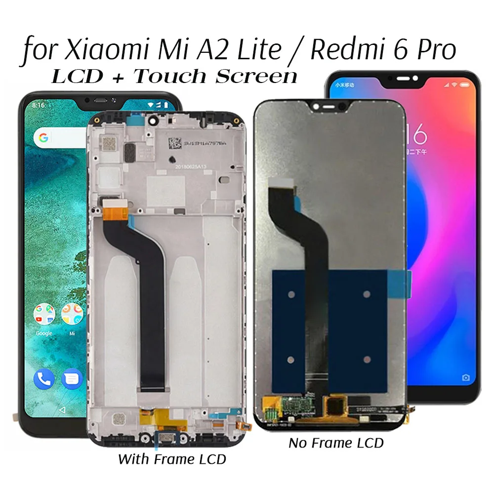 Дисплей для Xiaomi Mi A2 Lite ЖК дисплей сенсорный экран замена Redmi 6 Pro протестированный