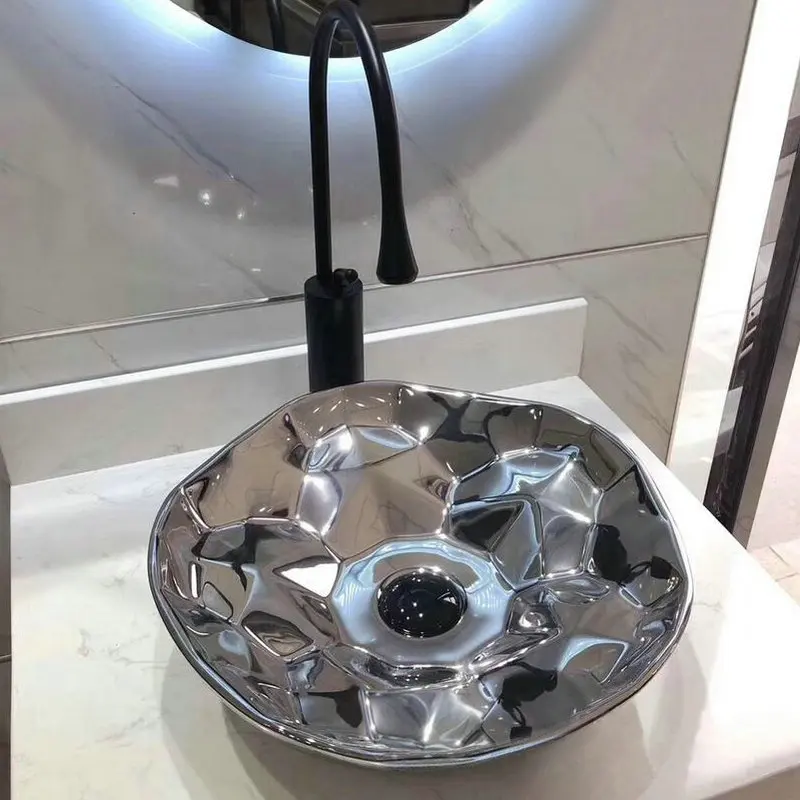 Современный стильный розовый Золотой Серебряный столешница круглая чаша