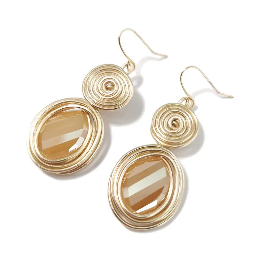 Женские серьги ручной работы MANILAI с большим кристаллом цвета шампанского модные