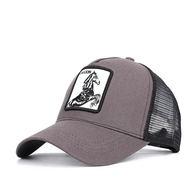 13-Gray-Stallion Модные Животные вышивка Бейсбол шапки Для мужчин Для женщин Snapback кепки, головной убор в хип-хоп стиле, летние Обувь с дышащей сеткой солнцезащитные кепки унисекс уличная кости - Цвет: 13-Gray-Stallion