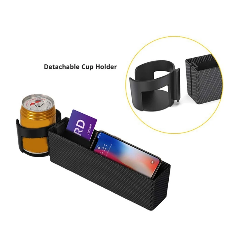 Карман для автомобильного сиденья с держателем чашки внешний вид из углеродного