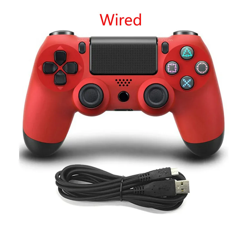 Wired Red Bluetooth беспроводной/проводной джойстик для PS4 контроллер подходит для Mando ps4 консоль для Playstation Dualshock 4 геймпад для PS3 - Цвет: Wired Red