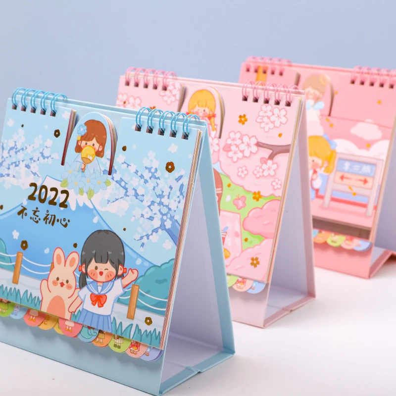 

2022 Kawaii настольный календарь, план, записная книжка, милый большой рабочий стол, мультяшный рабочий стол, креативный блокнот для девочек, кал...